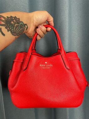 Kate Spade Small Dumpling Crossbody Satchel Bag in Tomato Slice Red